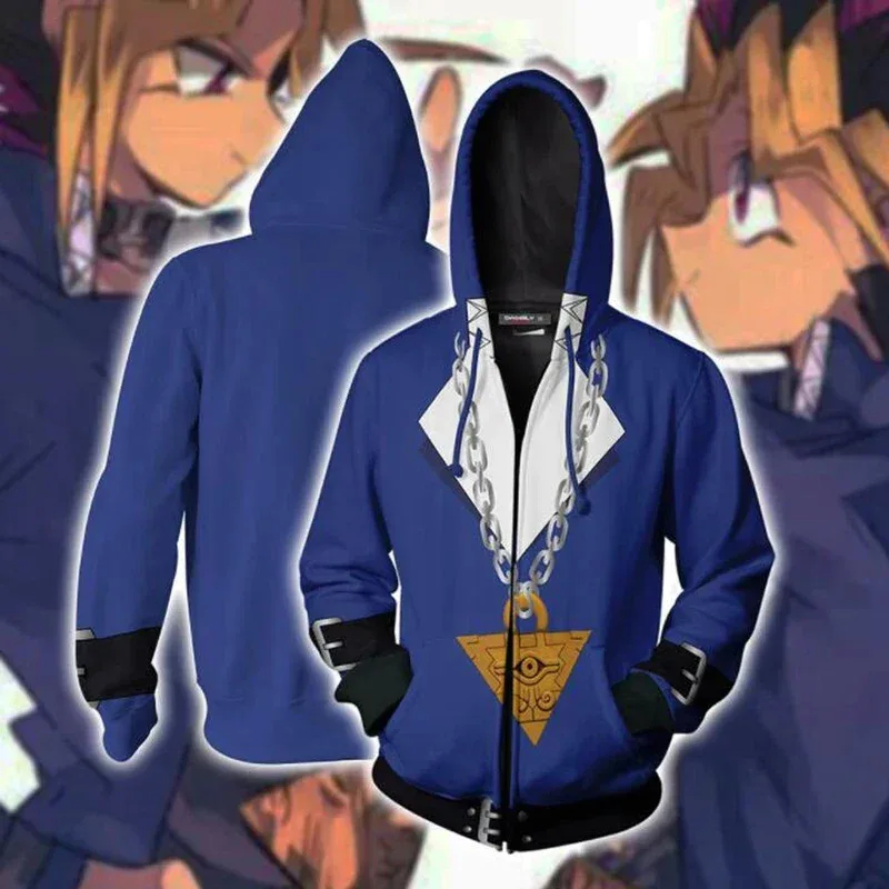 

CyAnime Duel Monsters YU GI OH Cosplay Costume Yugi Muto ATEM Seto Kaiba Jaden Yuki Unisex 3D Hoodie Zipper Hooded Sweatshirt