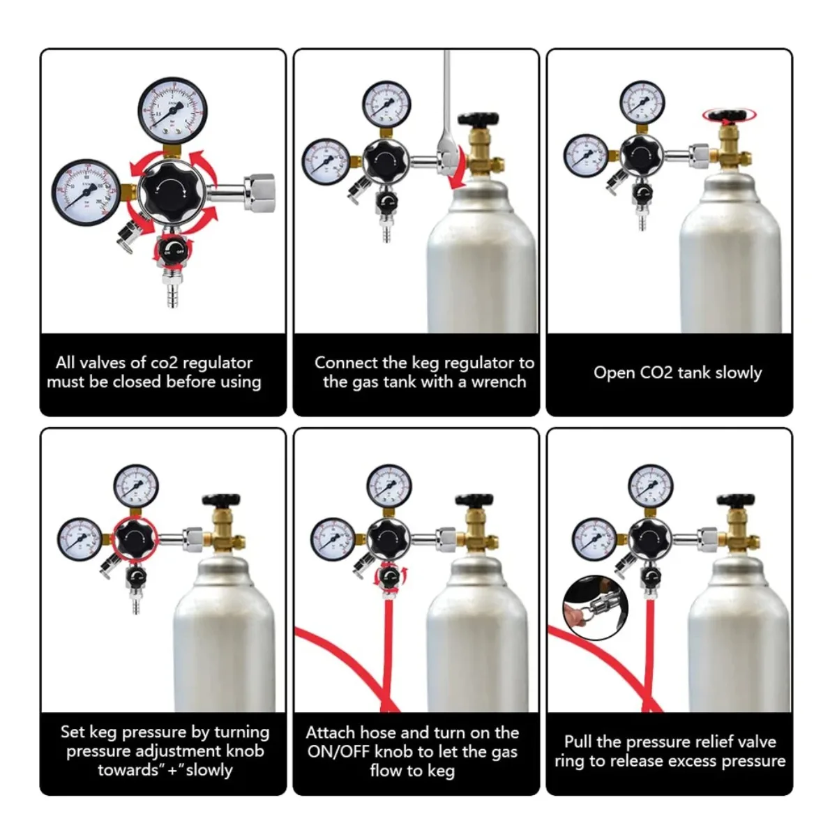 Precision CO2 Pressure Regulator Dual Gauge Safety Valve 3000PSI Beer Keg Controller Homebrew Carbonation Draft Tool Kit