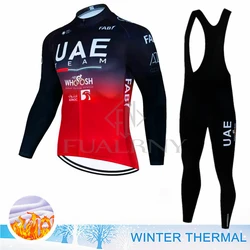 2025 UAE Winter Thermal Fleece Cycling Jersey Set Men Mtb Clothing Man Uniform Bicycle Clothes Complete Tricuta Bib Maillot Set