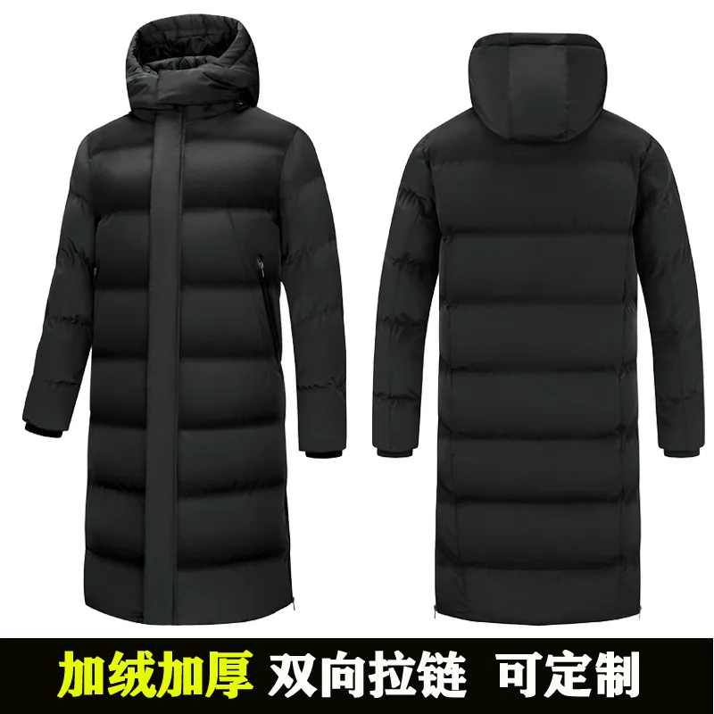 

Winter Padded Jacket Men's Luxury fleece-lined Thickened Long Warm Over-the-knee Down Cotton Coat Unisex Sports Hooded Parka 6XL