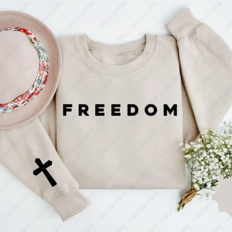 Freedom Cross Charlie Kirk Support Christian Faith Hoodie Religious Based Apparel Unisex Graphic Pullover Men Women Sweatshirt