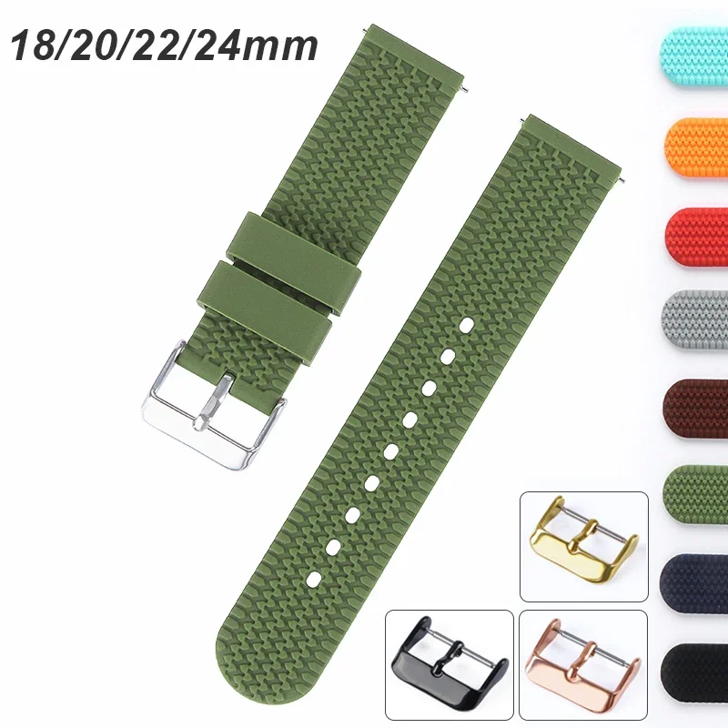 18mm 20mm 22mm 24mm Silicone Watch Band Wrist Bracelet Quick Release Rubber Watch Strap for Seiko Watch Replacement Watchband