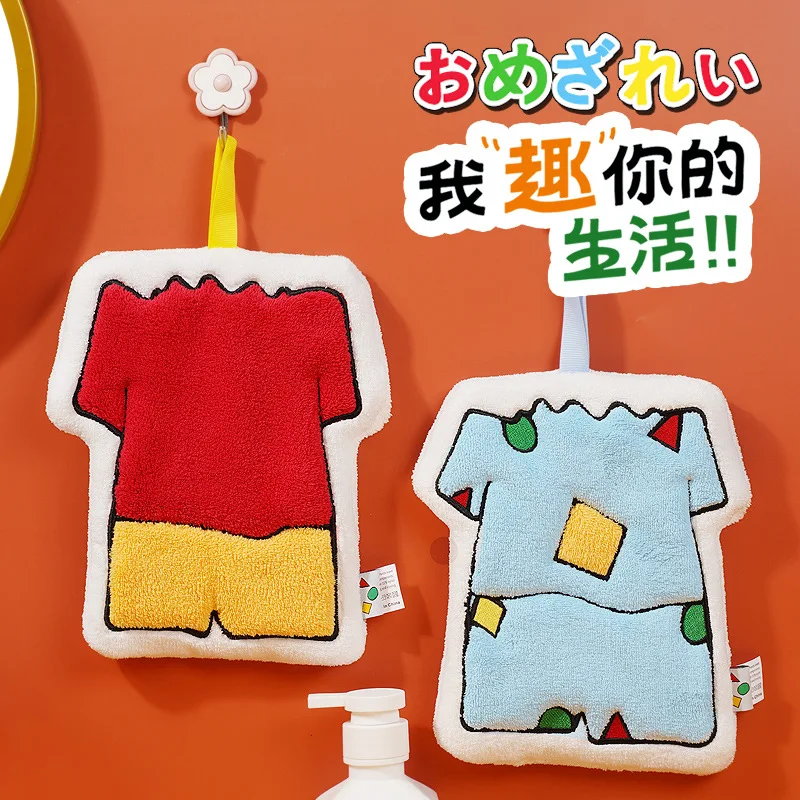 

New Crayon Shinchan Cartoon Creative Hands Towels Cute Simple Hanging Bathroom Kitchen Quick-Drying Coral Velvet Hand Towel Gift
