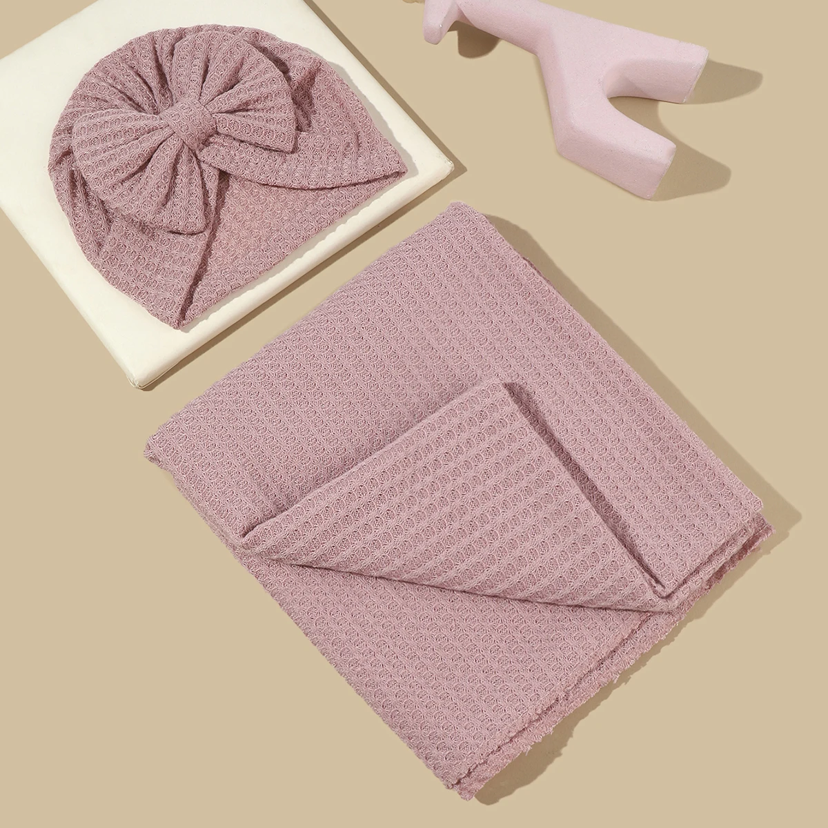 2 unids/set manta y gorro para bebé suaves y cómodos con múltiples patrones para elegir como regalo para recién nacido