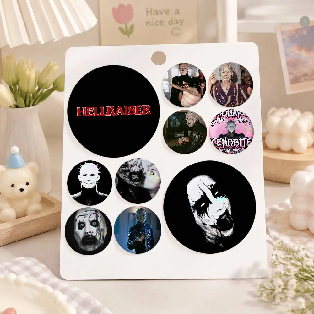 A-H-Hellraiser-E Badge On Backpack Accessories Manga Icons Pins Round Cartoon Brooches For Clothes Bag Decor Gifts