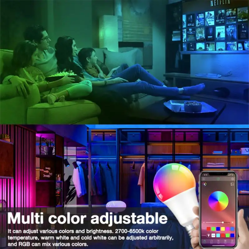 9/12/15/18W Tuya Zigbee E27 RGB Smart Light Bulb 110V 220V Smart Life Control Dimmable Color Bulb Voice Control Via Alexa Google