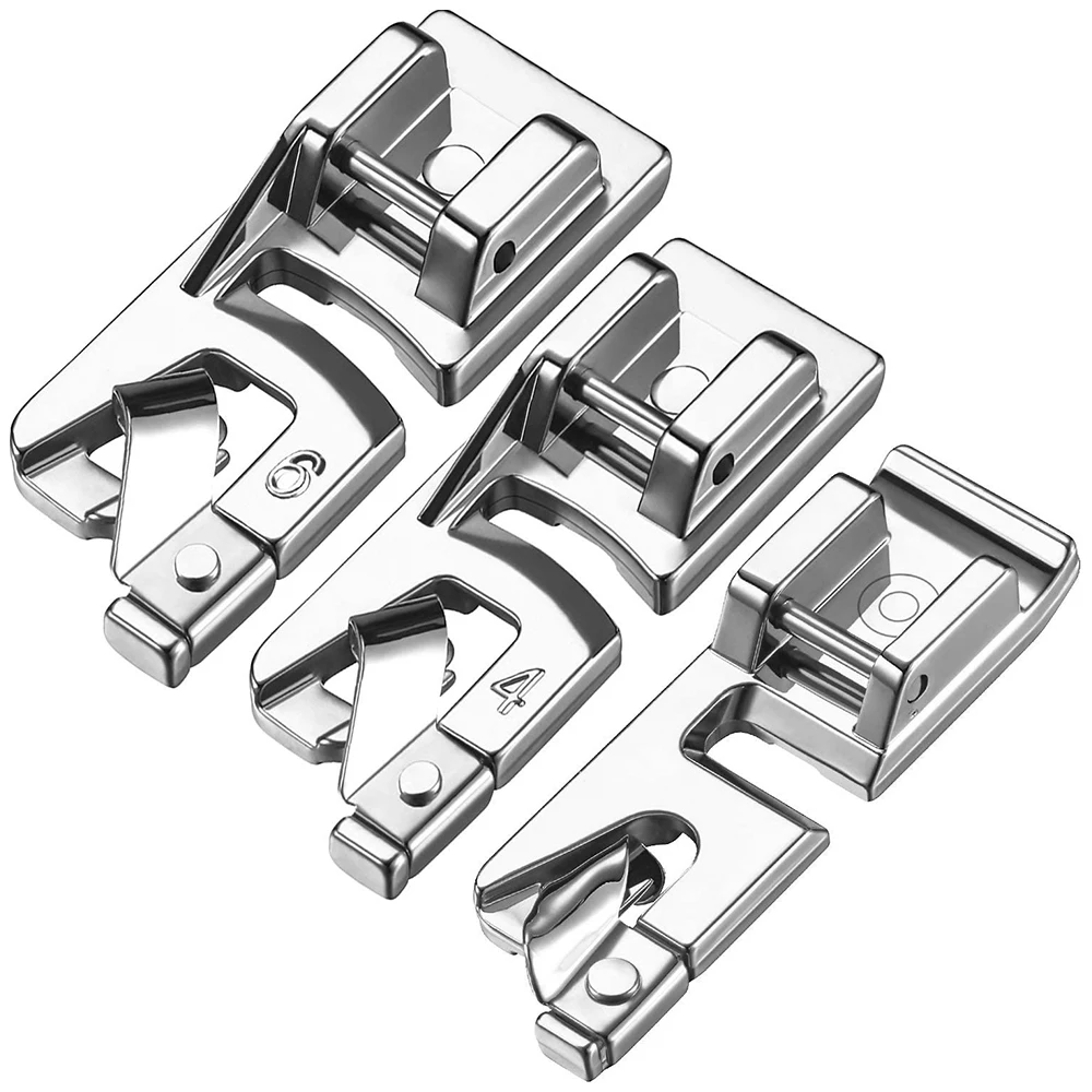 3MM/4MM/6MM Narrow Rolled Hem Presser Foot For Singer Brother Juki Babylock All Low Shank Snap-On Sewing Machine Accessories