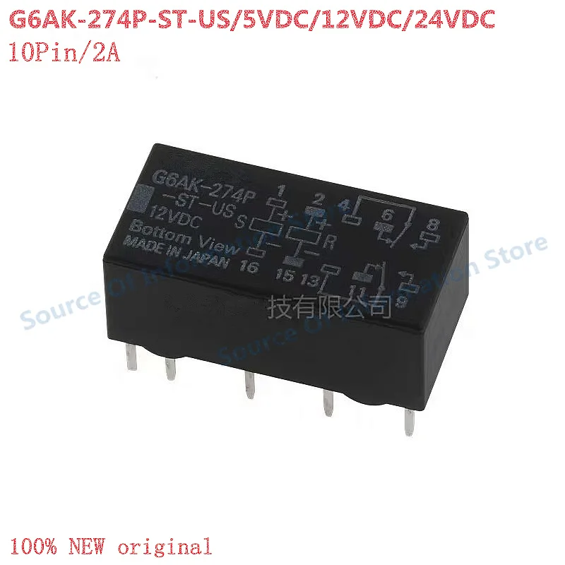 

Relay G6AK-274P-ST-US/5VDC/12VDC/24VDC 10-Pin 2A