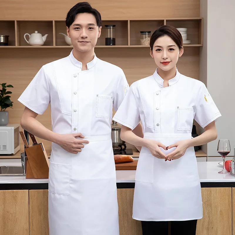 Chef Overalls Breathable Short Sleeve Men's Spring and Summer Hotel Catering Cake Baking Restaurant Kitchen Restaurant Workwear