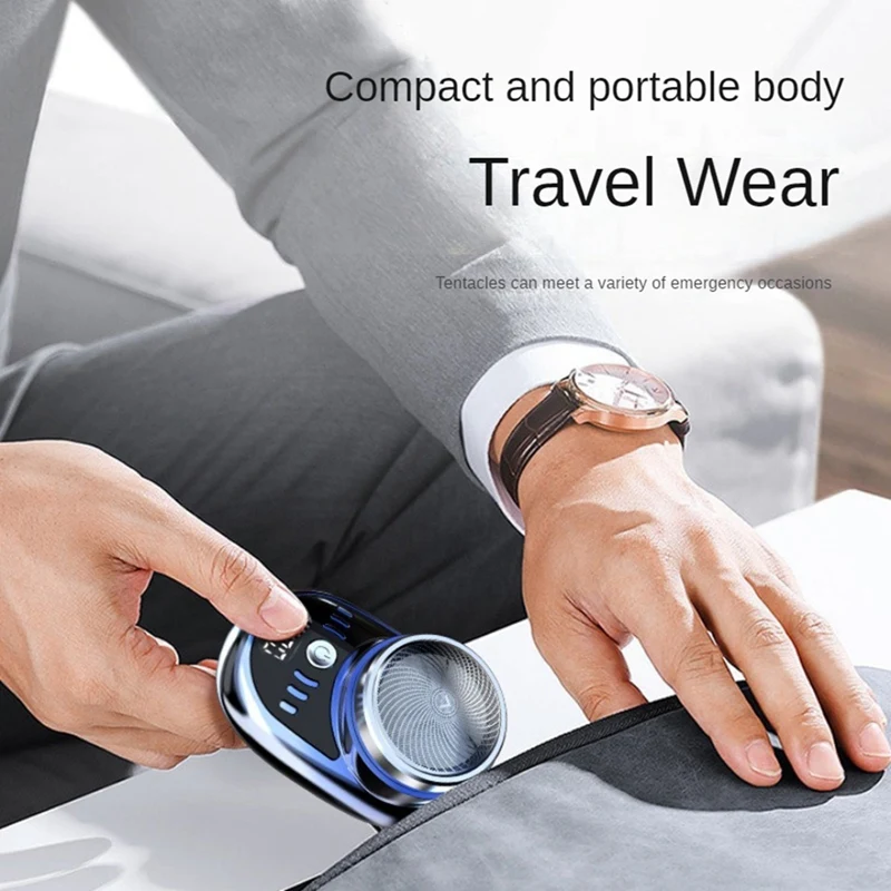 男性用USB充電式電気シェーバー,デジタルディスプレイ,旅行,ポータブル,取り外し可能,あごひげトリマー