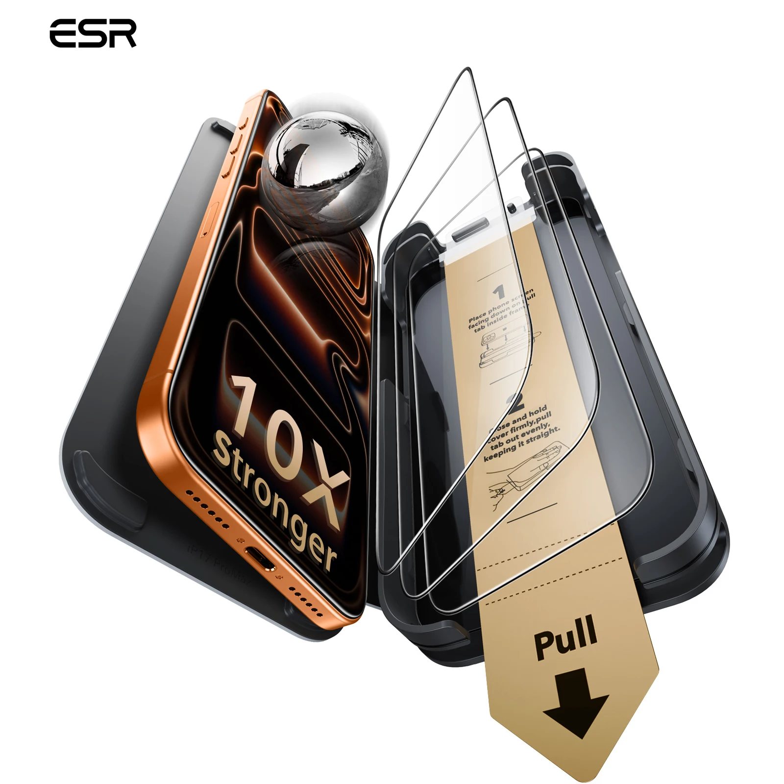 ESR UltraFit Armorite ®   Protetor de Tela Profissional para iPhone 17/16 Pro Max, Película Protetora de Grau Militar, Acessório de Vidro da Corning ™