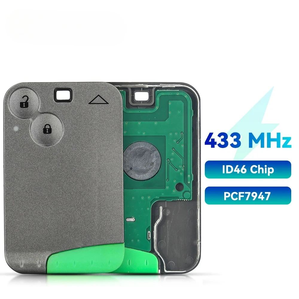 สำหรับเรโนลต์ ลากูน่า เอสเปซ กุญแจรีโมทรถยนต์แบบสมาร์ท 2 ปุ่ม 433Mhz ชิป ID46 ระบบเข้าออกโดยไม่ใช้กุญแจ