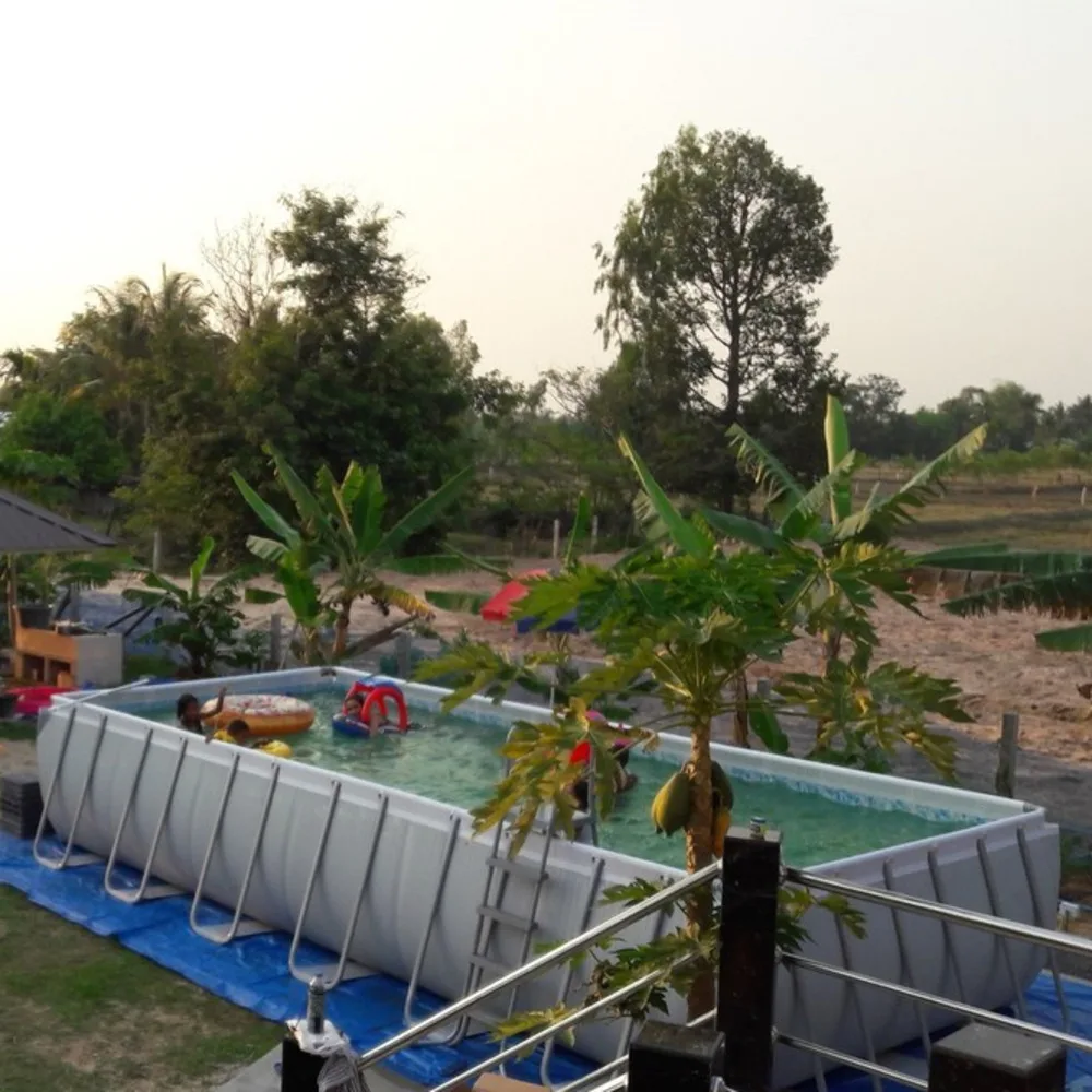 

732x366x132cm Steel Rectangular Frame Pool (filter,ladder,cover,mat) 24'x12'x52" AGP Pool Huge Pool 185Kg