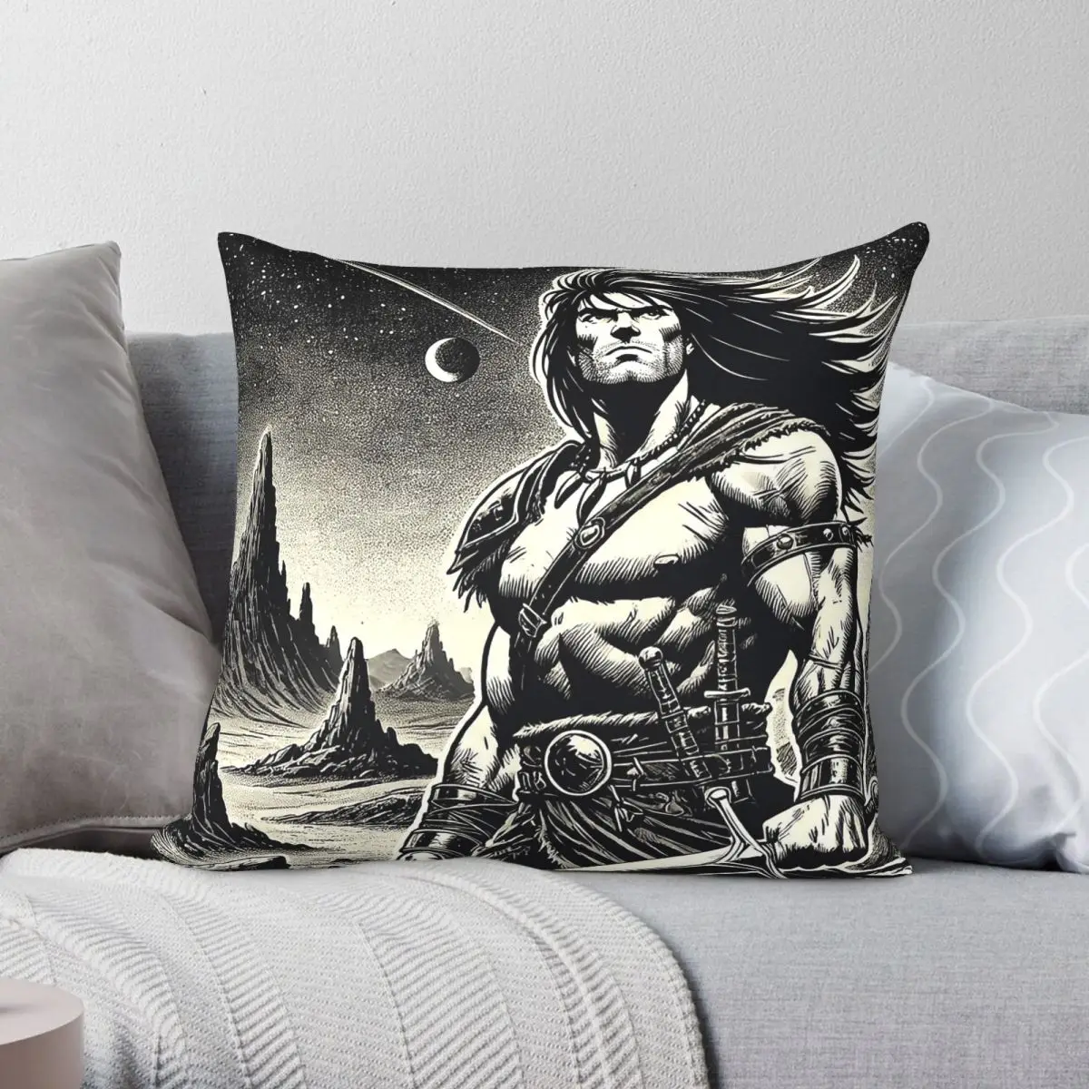 Conan The Cimmerian Sword Sorcery Pillowcase Polyester Linen Velvet Printed Decor Pillow Case Sofa Seater Cushion Cover 45x45