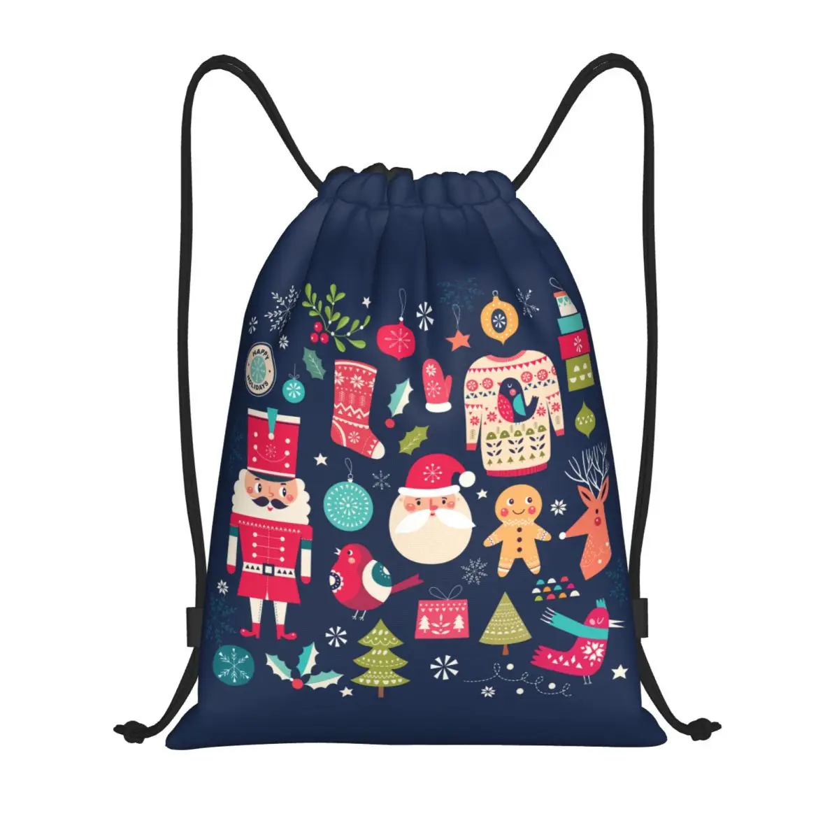 Custom Christmas Collection Drawstring Backpack Sports Gym Bag for Men Women Nutcrackers Toy Soldier Training Sackpack