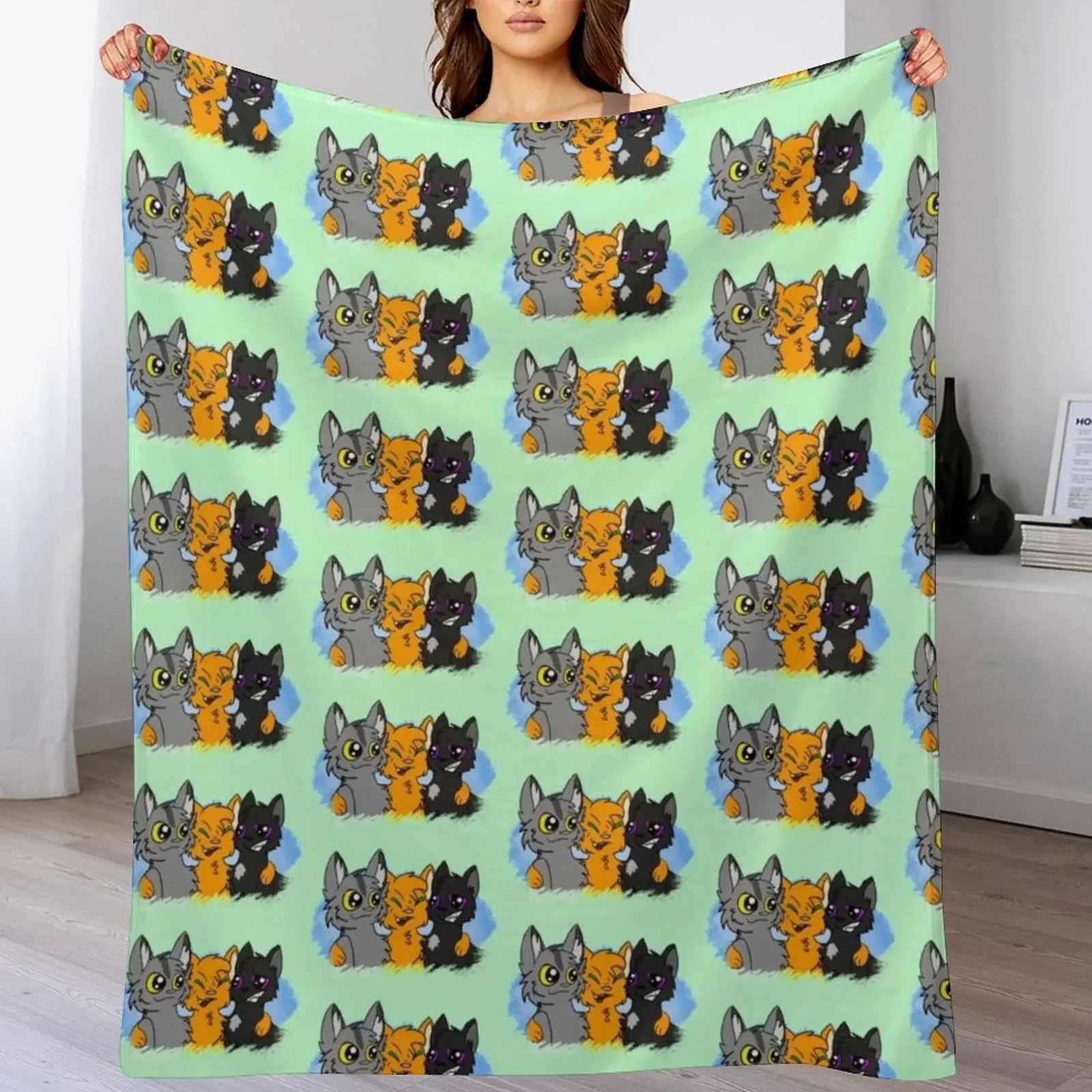 

Firepaw's friends Throw Blanket Moving Thermals For Travel Soft Plush Plaid Cute Blankets