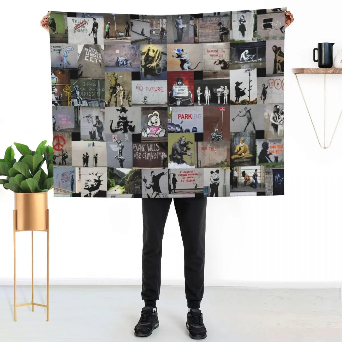 Banksy Throw Blanket Luxury Thicken Cute Plaid Fashion Sofas christmas decoration Designers Hairy Blankets
