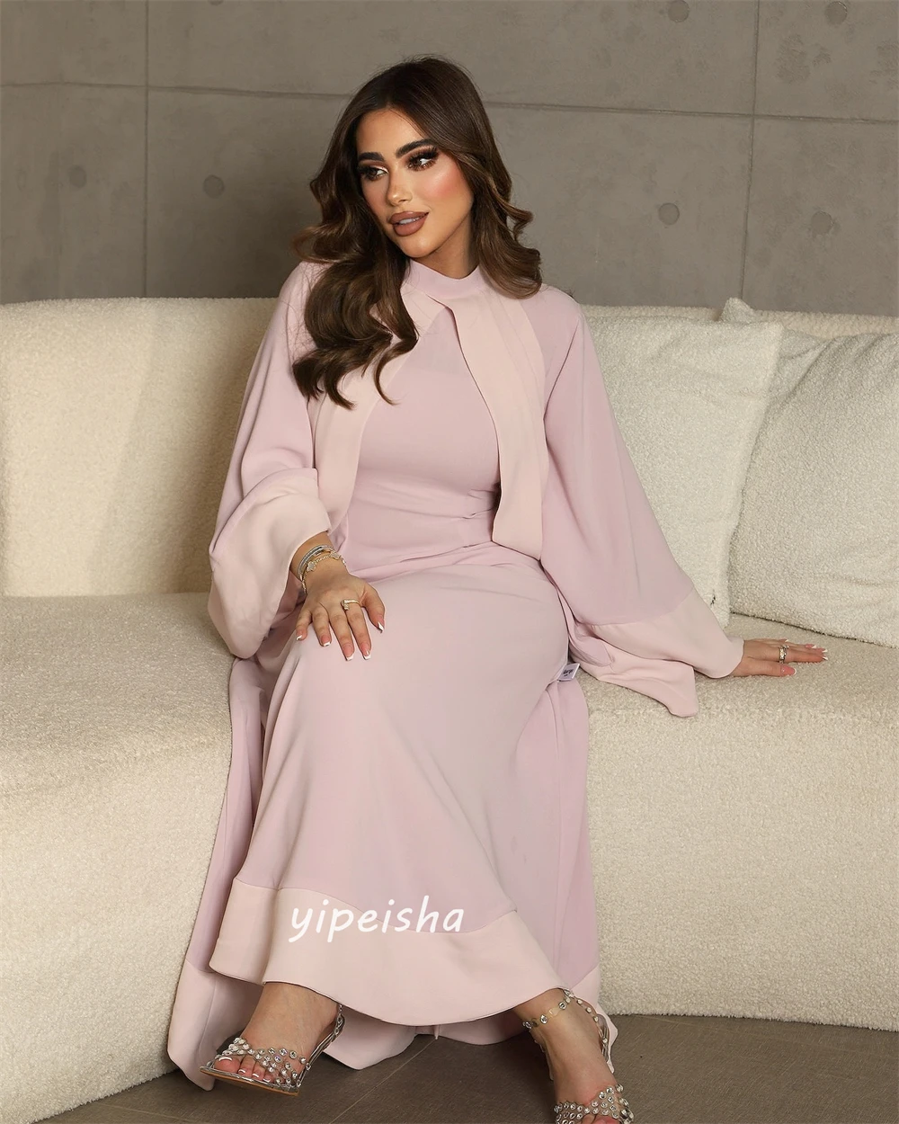 Jiayigong-Robe de Soirée Personnalisée en Mousseline de Soie, Tenue Classique, Style Moderne, Col Haut, Ligne A, Plissée, sur Mesure, pour Occasions Formelles