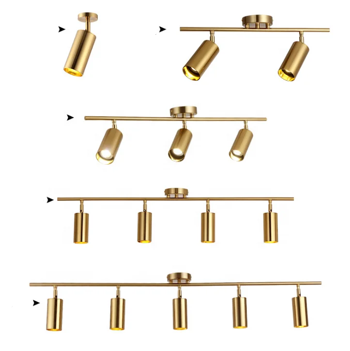 Выставочный зал/Гостиница/кухня поверхностное крепление Регулируемый коммерческий Золотой прожектор 7-35 Вт алюминиевый сплав многоголовый светодиодный Трек