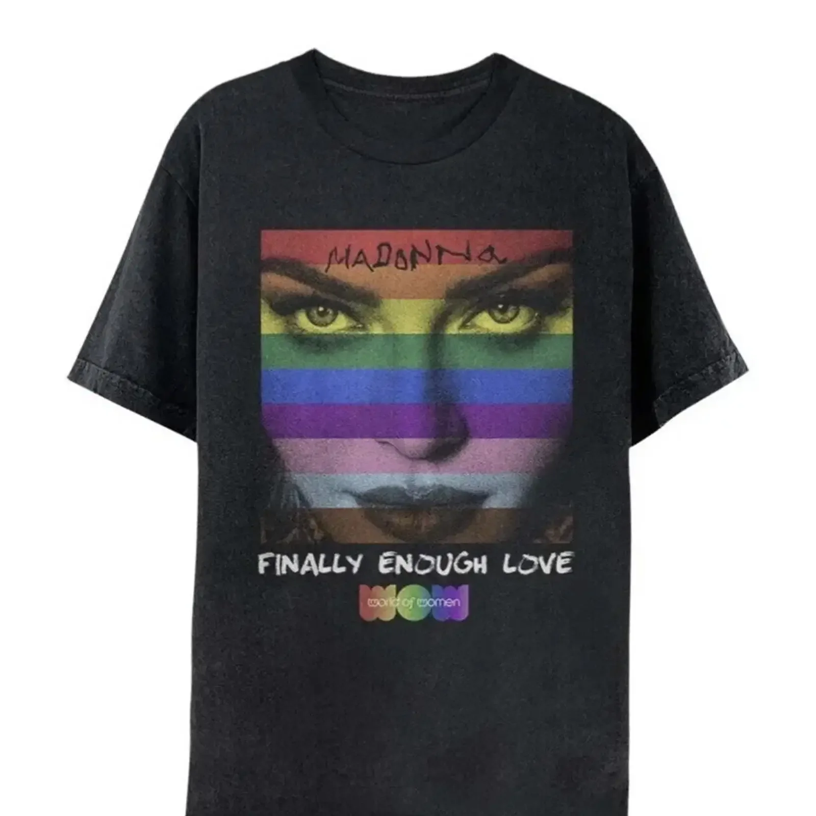 Camiseta Oficial MADONNA 2022 FINALLY ENOUGH LOVE WOW PRIDE Edição Limitada Vintage Lavada Confortável Levemente Fashion Macia