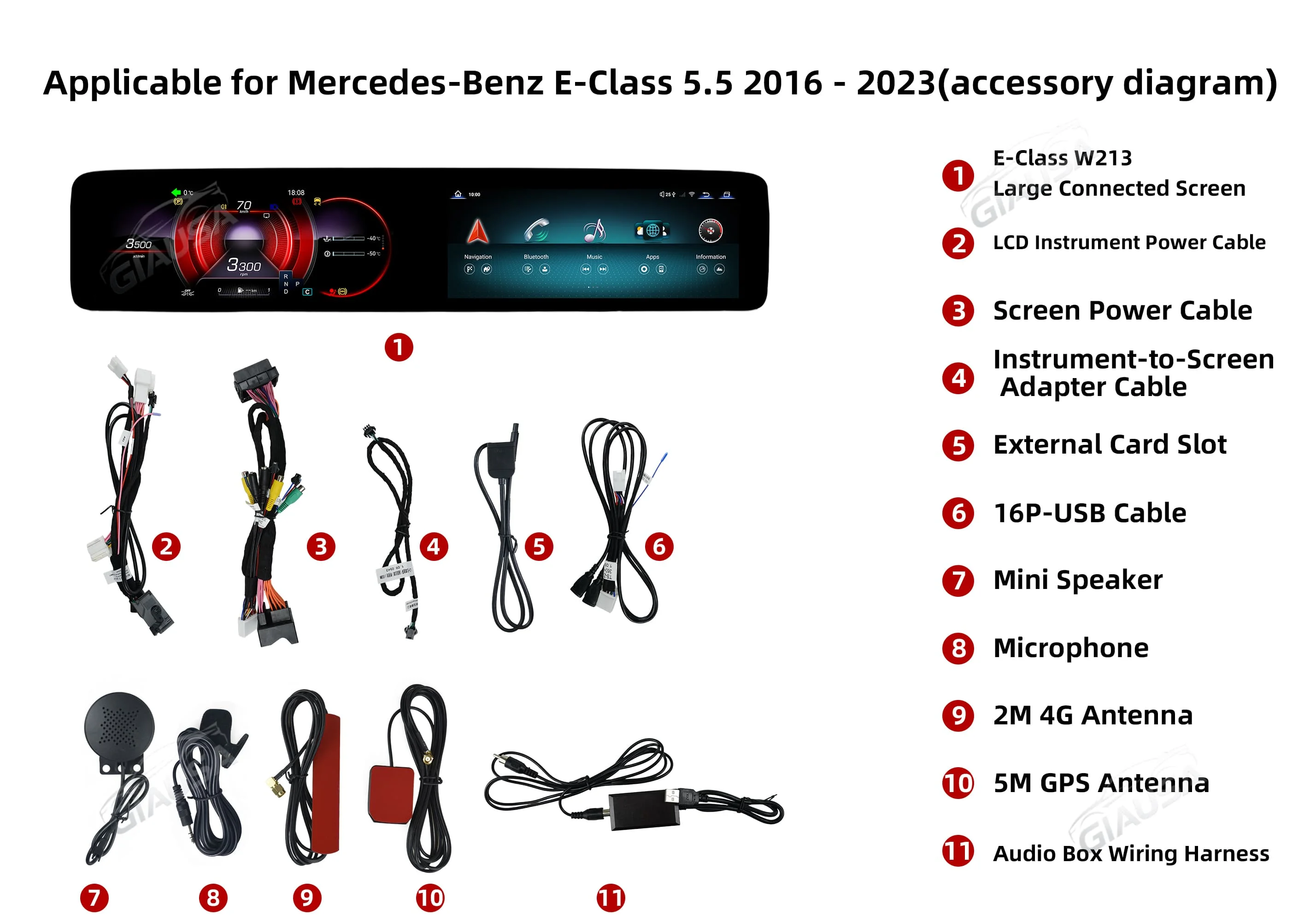 Dual Screen Carplay Car Android For Mercedes-Benz E Class W213 2017 2018-2023 Car GPS Navigation Head Unit Multimedia Player