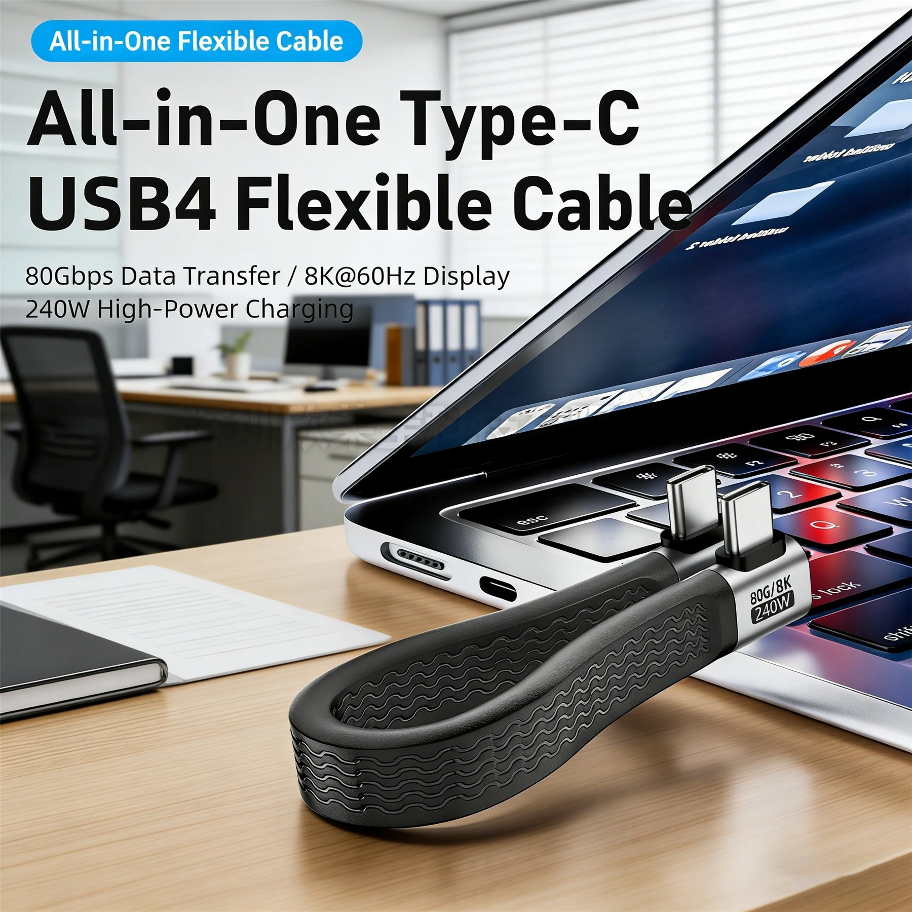 90-degree elbow USB4 Data Cable Compatible Thunderbolt 3 4 40Gbps USB C to Type C Short Cable 240W8K for iPhone17 SSD Power Bank