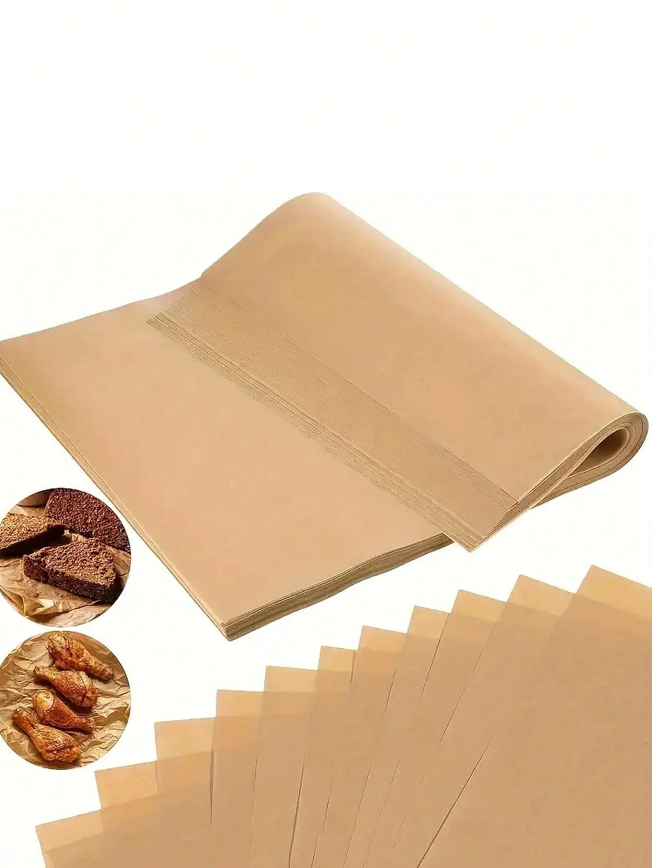 30/50/100pcs Parchment Paper Baking Sheets Non-Stick Precut Baking Parchment Baking Paper for Baking Grilling Air Fryer Bread