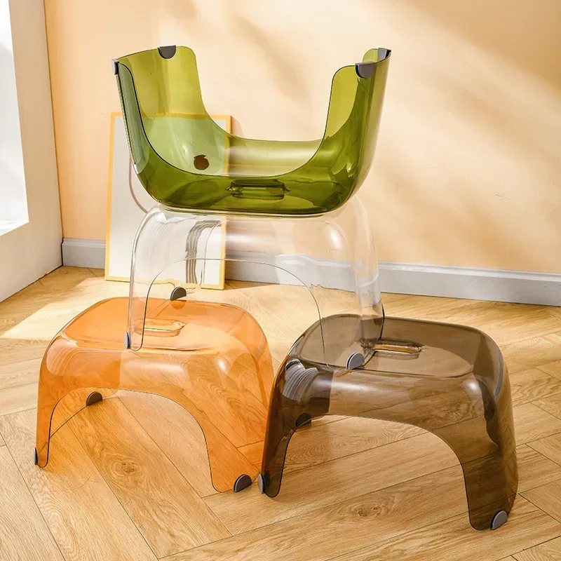 PET Transparent Stool Plastic Stool Household Thickened Living Room Chair Bathroom Non-Slip Bath Bench