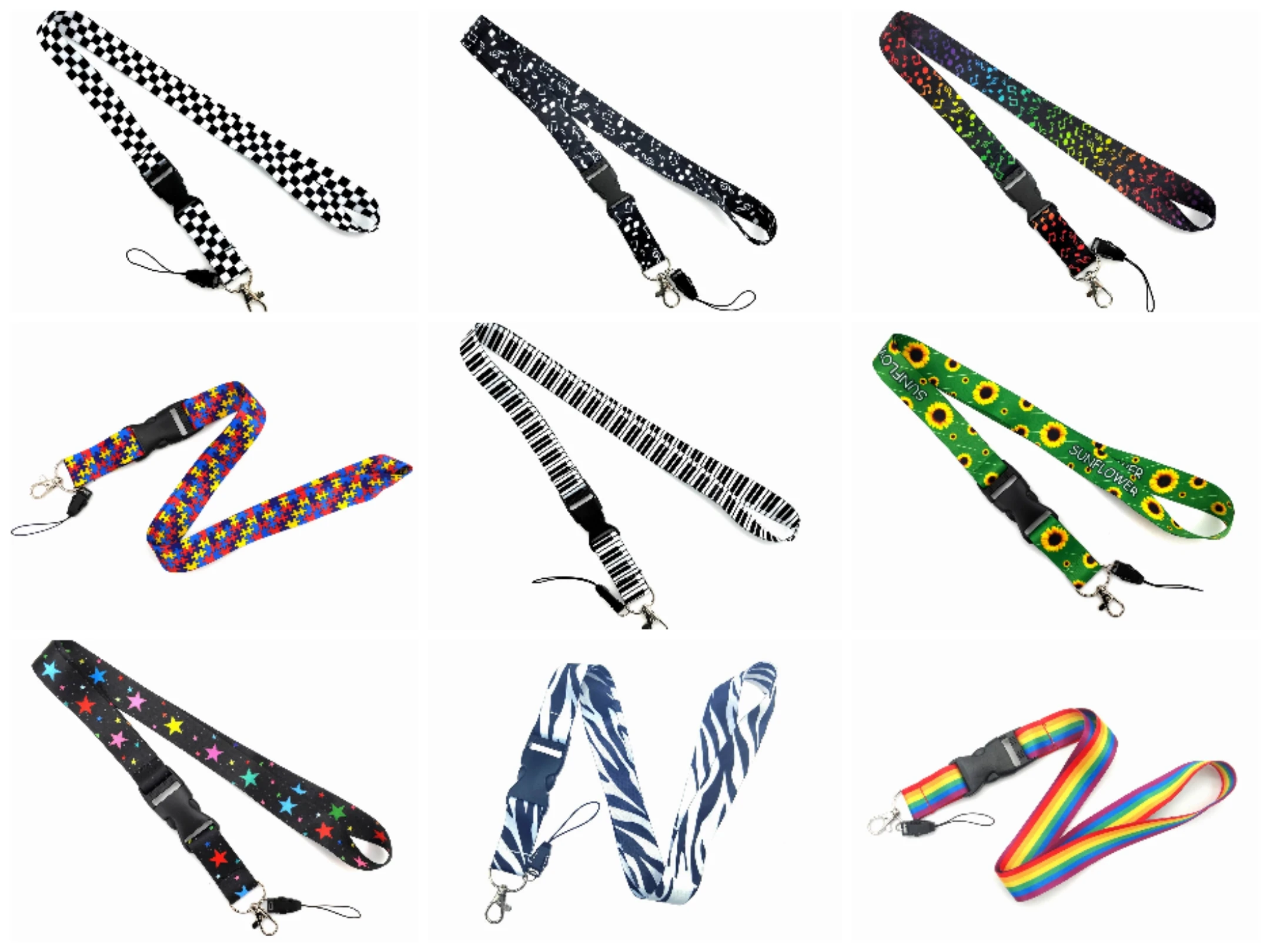 10pcs Fashionable Decorative Pattern ID Badge Holder Designed Fabric Strap Neck Lanyard For Men Women Secure Convenient 2023