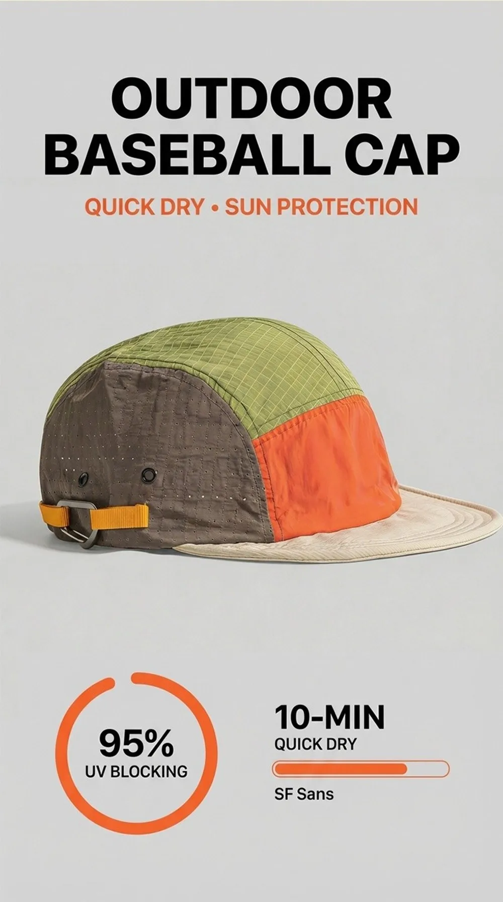 5-Panel Herren Baseballkappen Farblich Abgestimmte Leichte Schnelltrocknende Kappe Outdoor Camping Sonnenschutz Entenschnabel-Kappe – Detail 5