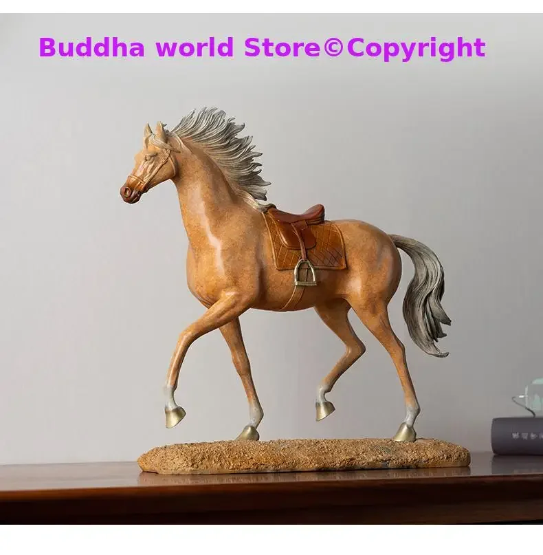 TOP Collection Auspicious Saudi Arabia Arab Arabian horse talisman Business ART GIFT Home company GOOD LUCK copper art Christmas