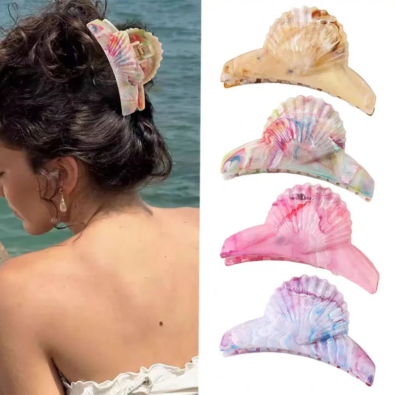 Acetate Shell Shaped Hair Clips Summer Vacation Hair Crab Hairgrip Headwear Beach Hairpins Hair Claws Women Styling Accessories
