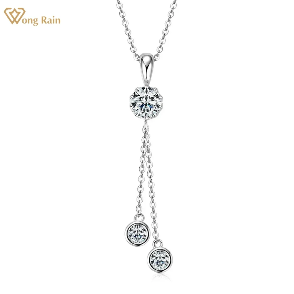 wong rain 925 sterling silver colar tassel diamantes moissanite reais espumante pingente de pedras preciosas gra joias vvs1 3d d elegante 01