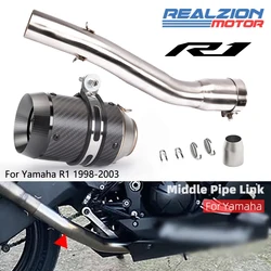 REALZION R1 1998-2003 Exhaust Middle Pipe Motorcycle Exhaust Muffler With 51mm Tail Pipe Escape Link Pipe For Yamaha R1 2002