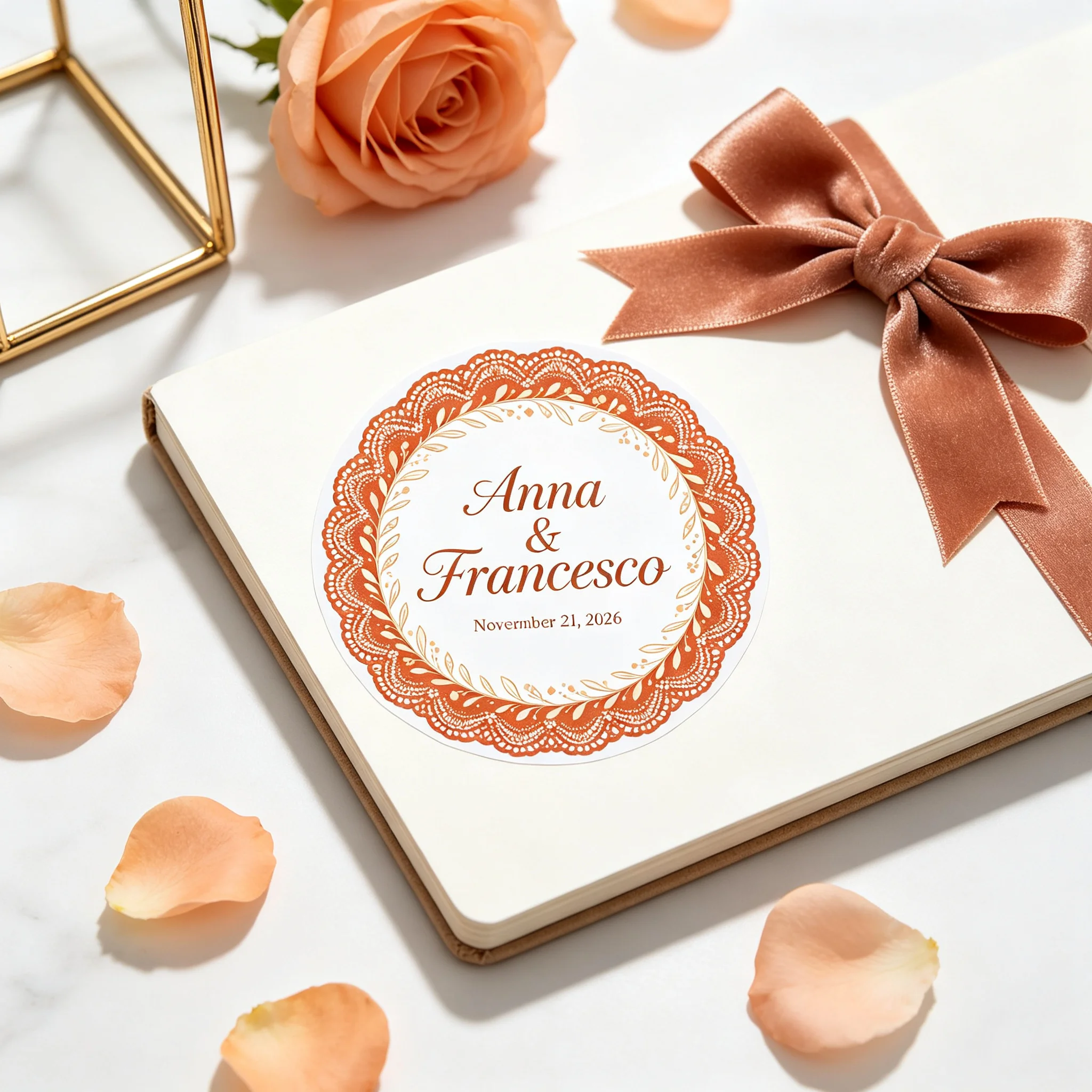 Personalized Name Date Round Circle Stickers 96 Counts, Custom Bridal Thank You Label Stickers for Gift Envelopes