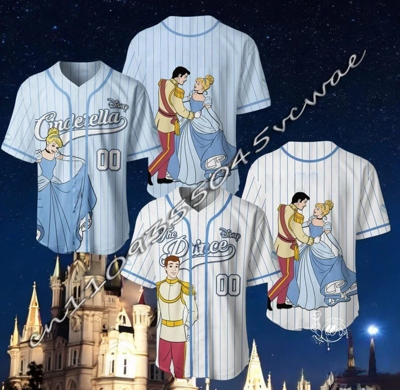 

Костюм для косплея принца из «Золушки» от Disney, тематический наряд для пар, летняя спортивная бейсбольная футболка для мужчин и женщин, топ для беременных 2026