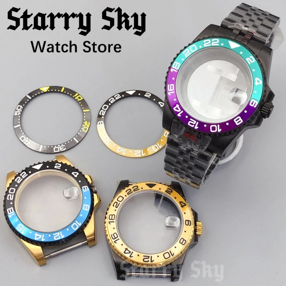 

Звездное небо 40 мм сапфировое стекло керамический ободок корпуса часов с ремешком подходит для NH35A/ETA2824 PT5000 аксессуары для часов с механизмом