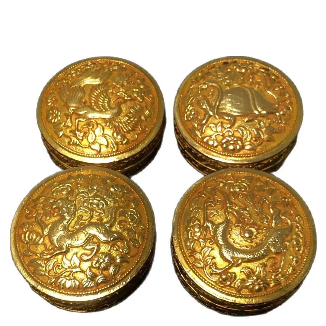 Vintage Golden Brass Storage Box Metal Jewelry Box Home Collection Decorative Box Art Sculpture Crafts Keepsake Box