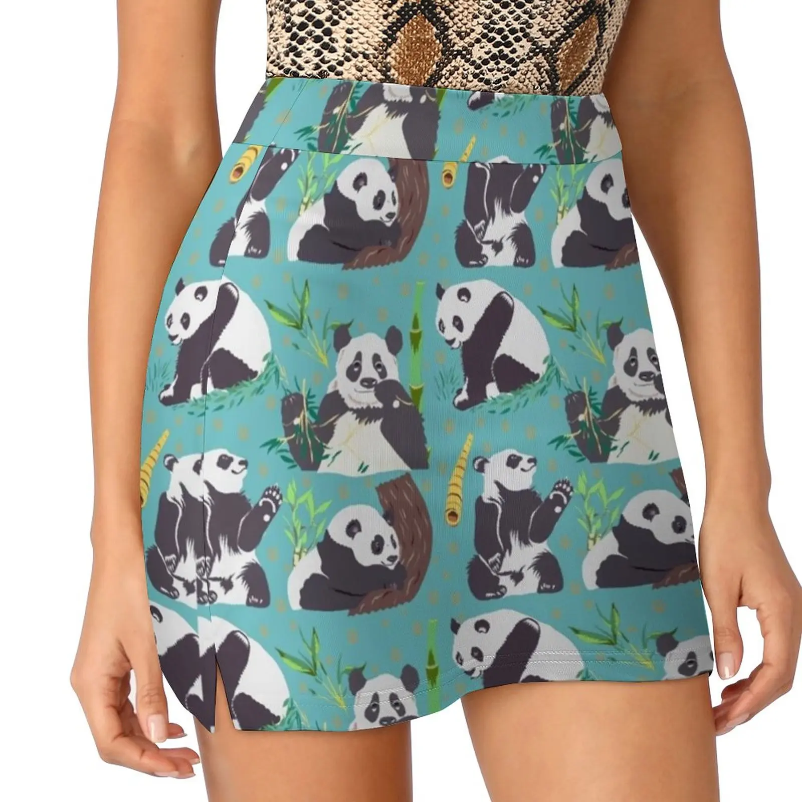 

Whole Lotta Panda Women's skirt Mini Skirts A Line Skirt With Hide Pocket Panda Wildlife Nature Pattern Bamboo Sticks Pandas