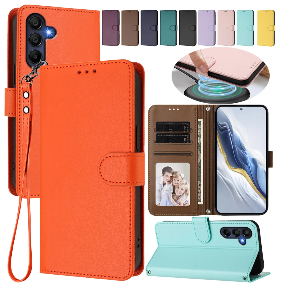 Flip Leather Case For For A05 A06 A07 A15 A16 A17 A25 A26 A34 A35 A36 A37 A54 A55 A56 A57 4G 5G Card Slot Kickstand Phone Cover