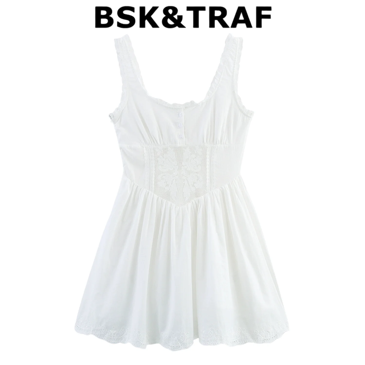 

BSK&TRAF2025 Summer New Arrivals Women's Sexy Lace Embroidery Slim Waist Suspender Mini Dress 7200/028