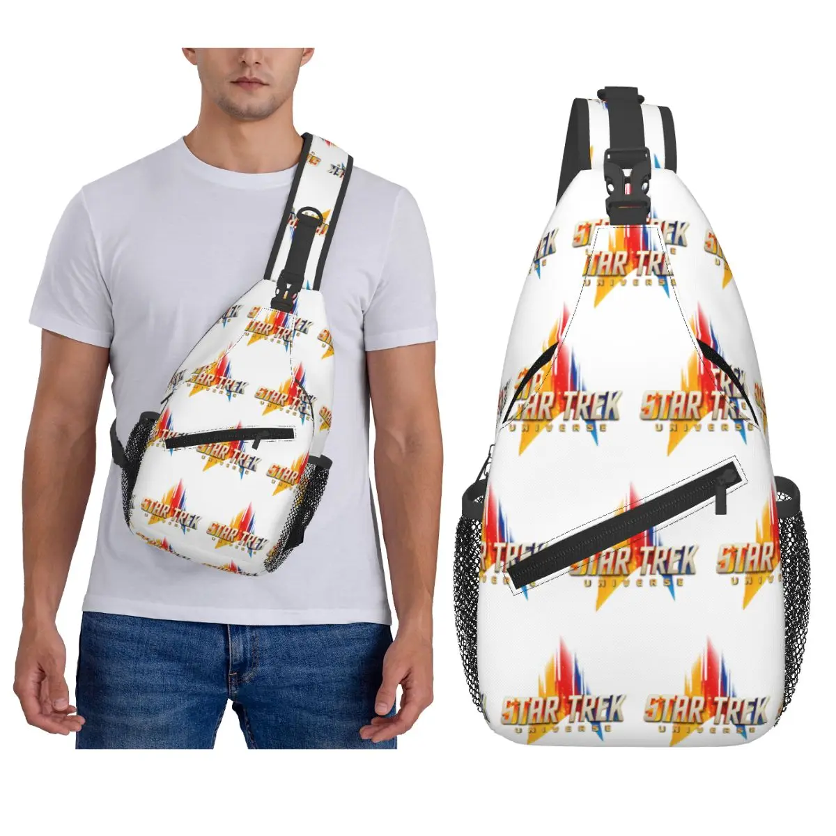 Star Treks Science Fiction TV Series Chest Bag Men Sling Crossbody Backpack Chest Bag Traveling Hiking Daypack Shoulder Bag