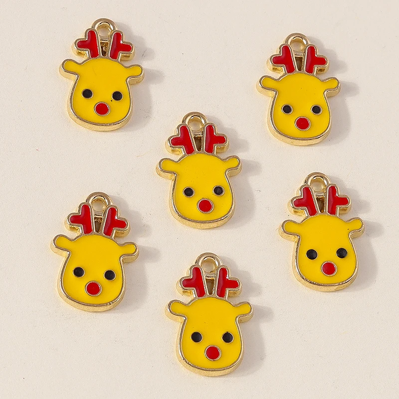 20pcs 12x18mm Cartoon Mini Enamel Christmas Deer Charms Pendants for Jewelry Making Drop Earrings Necklaces DIY Crafts Supplies