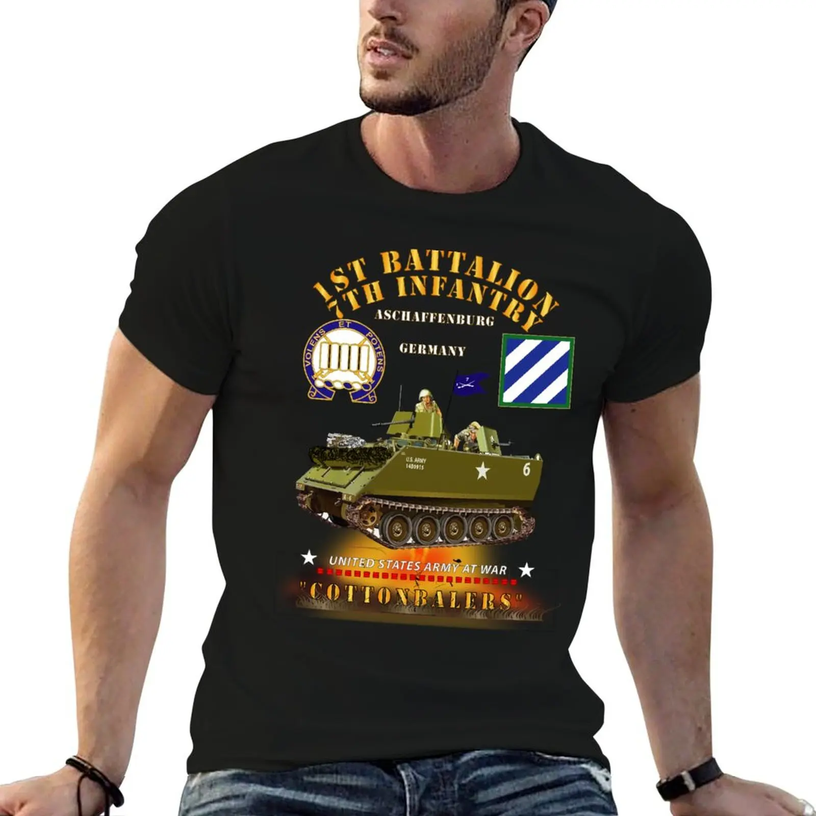 Army - 1st Bn 7th Infantry - Aschaffenburg FRG - M113 APC CottonBalers X 300 T-Shirt Plus Size Loose Short Sleeve Top