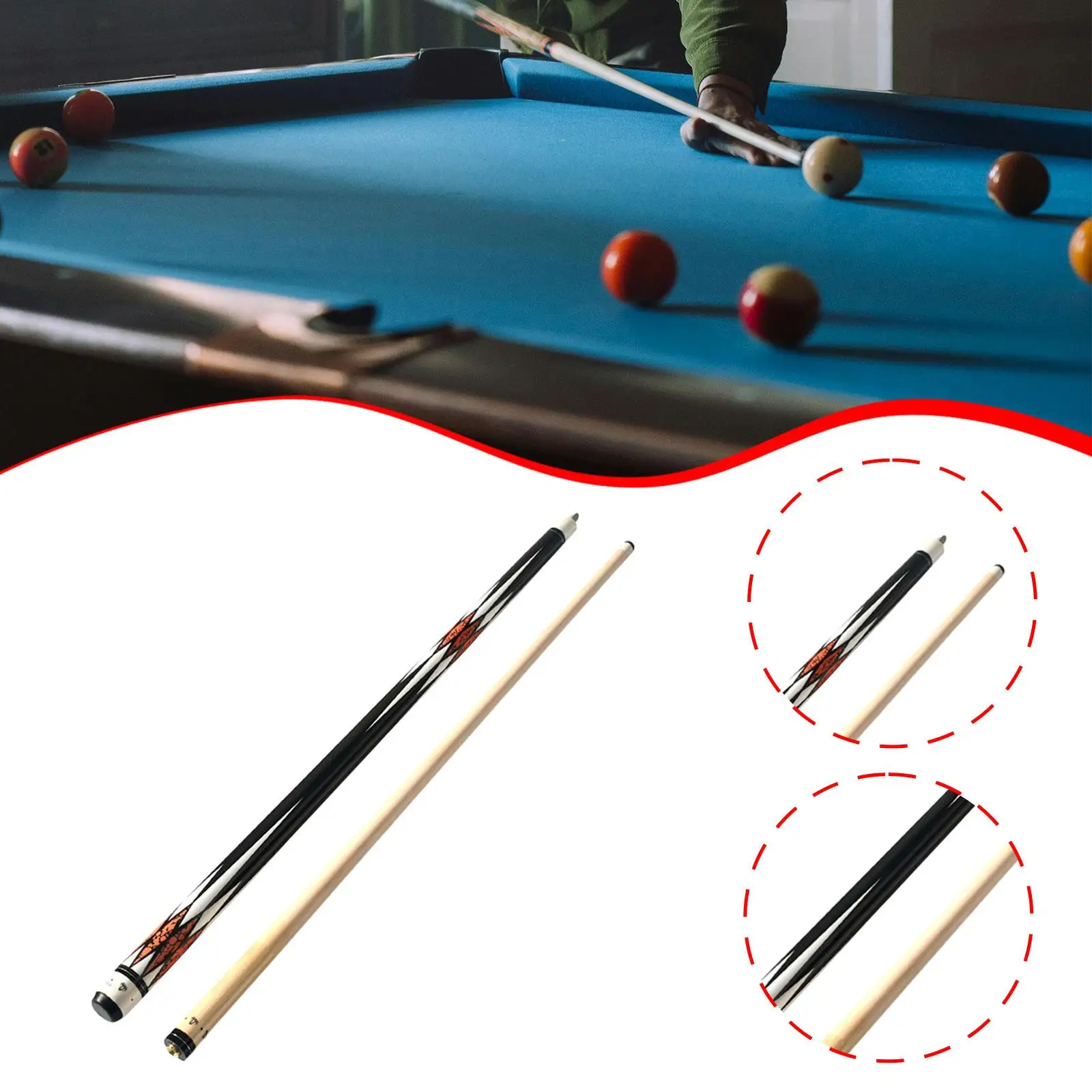 

Бильярдный кий Деревянный модный 1/2 Бильярдный кий Бильярдный кий Снукерный бильярдный кий для начинающих Мужчины Женщины Игры Бильярдный зал Развлечения