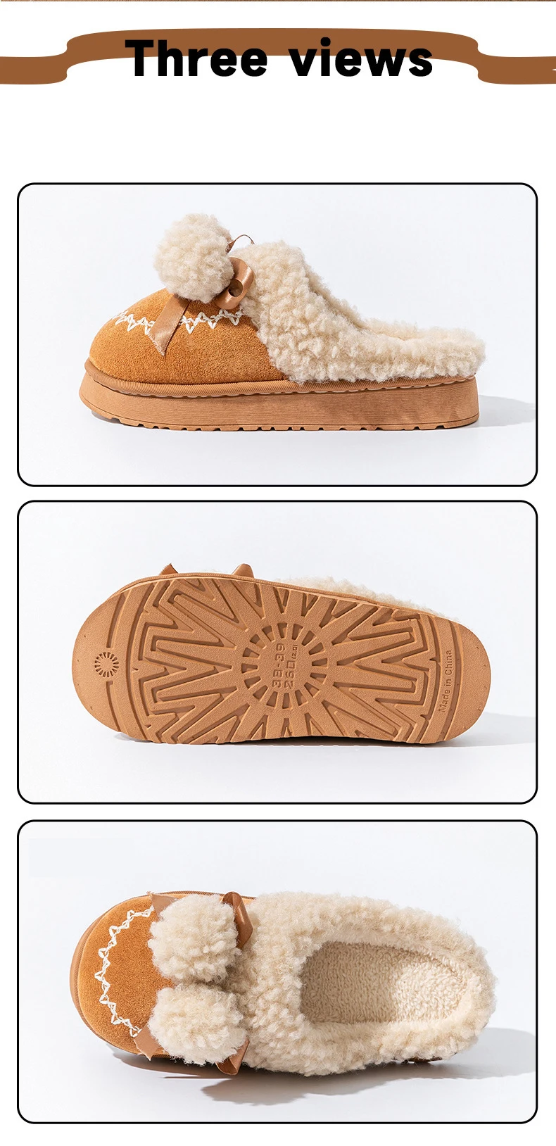 2026 Neue Damen-Plüsch-Winterstiefel - Niedliche Hausschuhe mit Dicker Sohle, Rutschfeste Fleece-Gefütterte Hausschuhe mit Warmem Flauschigem Innenfutter – Detail 24