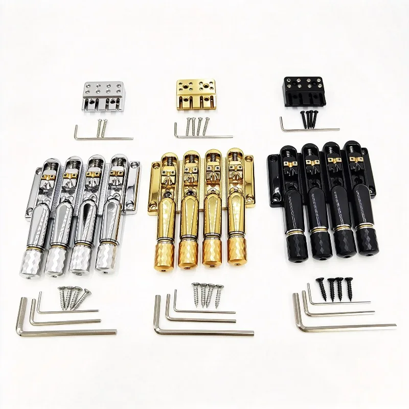 For Headless 4-String Bass Bridge Copper Saddle Top Nut Bottom Bridge Kit Replacement