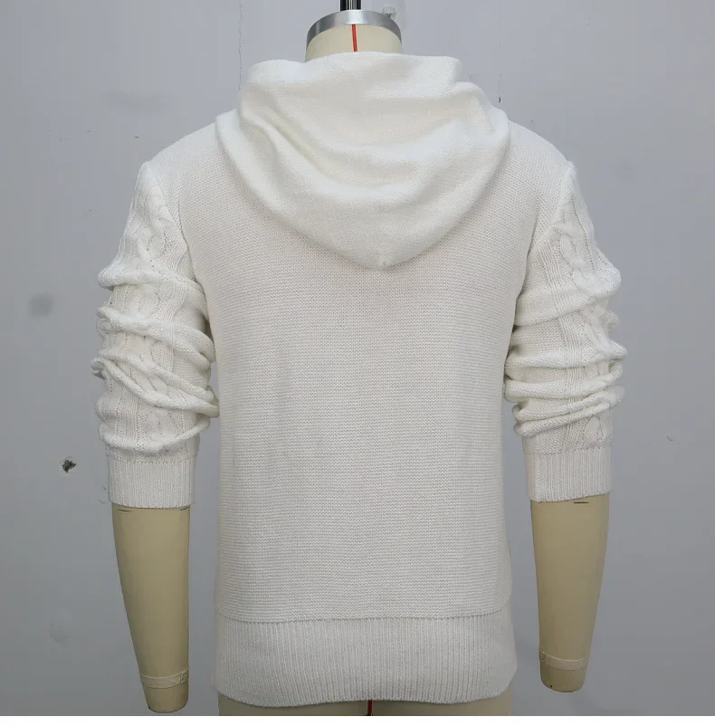 Sweatshirts Men Pullovers Sweaters Solid Casual Loose Splice Hooded Knitted Regular Thick Warm Tops Autumn Winter 2024