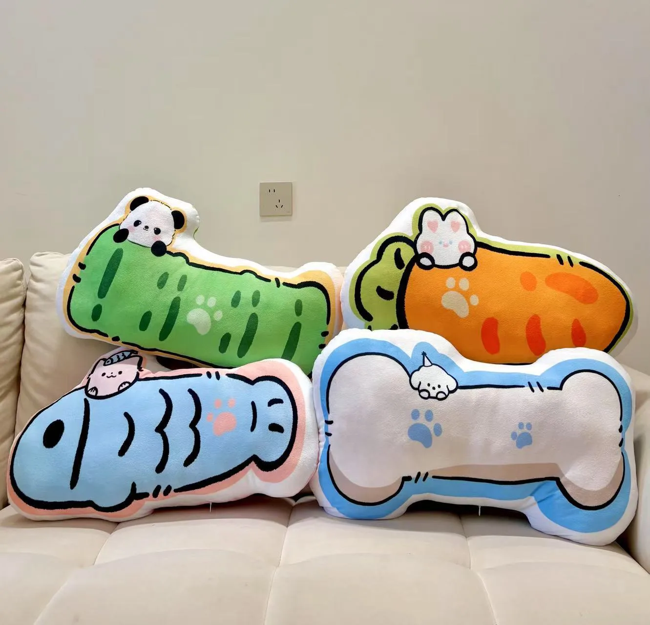 

Cartoon Carrot bamboo Fish Bone Naptime Plush Pillow Animal Stuffed Doll Kawaii Home Decor Sofa Bed Cushion Kids Birthday Gifts