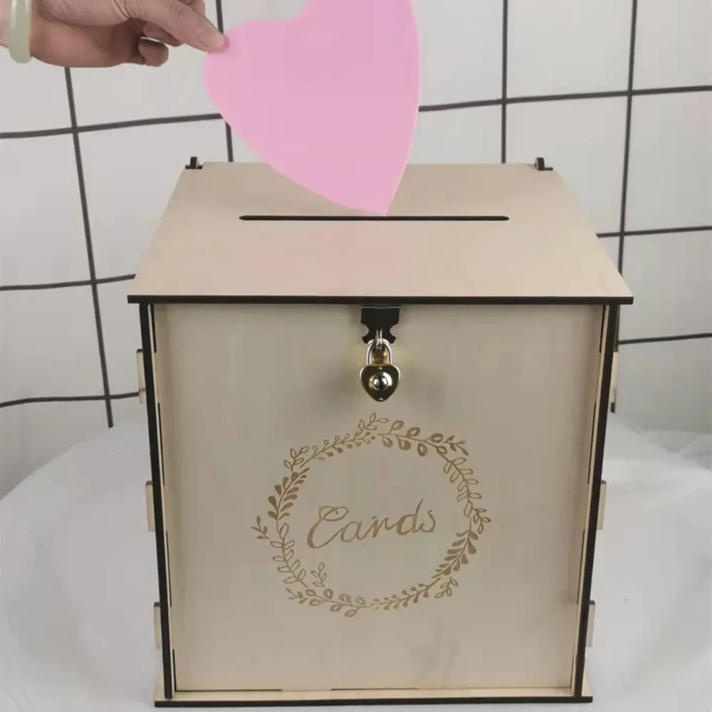 

Wedding Card Box Wooden Box Wedding Supplies DIY Sign-in Table Decoration Decoration Birthday Supplies Business Card Card Box